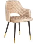 invicta INTERIOR Eleganter Stuhl Paris Greige Samt Ziersteppung und goldene