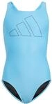 adidas M&auml;dchen Performance Big Bars Swimsuit Kids, Blue Burst, 7-8 Years