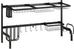 HOMCOM Abtropfgestell Geschirr, 2-stufiges Abtropfgitter Gestell, 51-93 cm