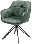 Invicta Interior Drehbarer Design Stuhl Euphoria gr&uuml;n Samt im Retrostil mit