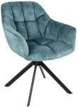 Riess Ambiente Drehbarer Stuhl Papillon Petrol blau Samt Schwarze Metallbeine