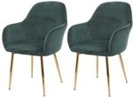 Mendler 2er-Set Esszimmerstuhl HWC-F18, Stuhl K&uuml;chenstuhl, Retro Design - Samt
