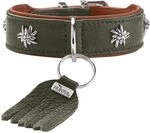 HUNTER Hundehalsband M&Uuml;NCHEN Farbe: gr&uuml;n/Cognac, Leder, edle Trachten-Details,