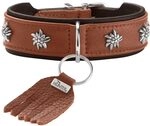 HUNTER Hundehalsband M&Uuml;NCHEN Farbe: Cognac/schwarz, Leder, edle Trachten-Details,