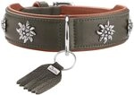 HUNTER Hundehalsband M&Uuml;NCHEN Farbe: gr&uuml;n/Cognac, Leder, edle Trachten-Details,