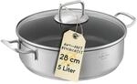 SILBERTHAL Schmorpfanne 28 cm hoher Rand - Beschichtete Servierpfanne mit Deckel -