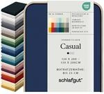 schlafgut Casual Spannbettlaken 120x200 cm 100% Bio-Baumwolle, Blue Deep