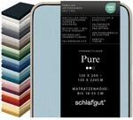schlafgut Pure Spannbettlaken 120x200 cm Bio-Baumwolle Jersey, Blue Light