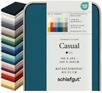 schlafgut Casual Spannbettlaken 180x200 cm 100% Bio-Baumwolle, Petrol Deep