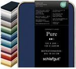 schlafgut Pure Spannbettlaken 120x200 cm Bio-Baumwolle Jersey, Blue Deep