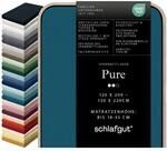 schlafgut Pure Spannbettlaken 120x200 cm Bio-Baumwolle Jersey, Petrol Deep