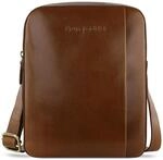 bugatti Remo Leder-Schultertasche klein, Umh&auml;ngetasche mit versetzbarem Karabiner,