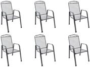 MFG 6 x Streckmetall Stapelsessel Zingst-Snail in Anthrazit, 4-Fach Beschichtung UV-