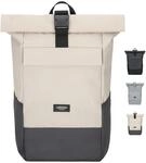 LARKSON Rucksack Damen Herren Beige Grau - No 4 - Rolltop Backpack mit Laptopfach