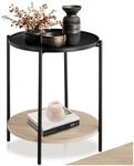 tectake&reg; Beistelltisch rund, Nachttisch Metall und Holz, Couchtisch rund mit