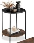 tectake&reg; Beistelltisch rund, Nachttisch Metall und Holz, Couchtisch rund mit