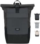 LARKSON Rucksack Herren & Damen Schwarz Grau - No 4 - Rolltop Backpack mit Laptopfach