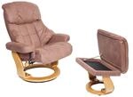 MCA Relaxsessel Calgary XXL, TV-Sessel Hocker, 180kg belastbar Stoff/Textil - braun,