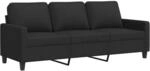 vidaXL 3-Sitzer-Sofa Schwarz 180 cm Stoff