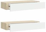 vidaXL Wandschubladenregale 2 STK. Eiche und Wei&szlig; 60x23,5x10cm MDF