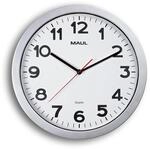 MAUL Analoge Wanduhr MAULstep Silber wei&szlig; rund f&uuml;r B&uuml;ro & Zuhause | sehr gut