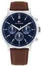 Tommy Hilfiger Multi Zifferblatt Quarz Uhr f&uuml;r Herren mit Braunes Lederarmband -