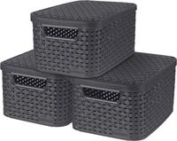 Curver 3-er Set Box S mit Deckel anthrazit, 246250