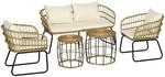 Outsunny 5 TLG. Rattan Gartenm&ouml;bel-Set, Sitzgruppe mit Kissen, Gartengarnitur...