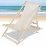 Mucola Holz Strandstuhl klappbar &ndash; Strandliege tragbar mit atmungsaktivem Bezug in
