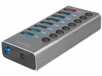 LogiLink UA0387 - USB 3.2 Gen 1 Hub, 7 Ports + 1x Schnell-Ladeport, EIN/Aus-Schalter,