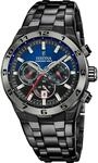 Festina Herren Uhr Analog aus Schwarzem Edelstahl 316L - Quarzwerk - Chronograph -