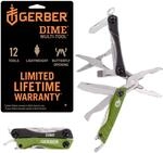 Gerber Multifunktionswerkzeug mit 12 Funktionen, Dime Pocket Multi-tool, Gr&uuml;n,