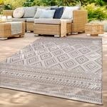 TT Home In-& Outdoor Teppich Wetterfest Balkon K&uuml;che Wohnzimmer Boho Rauten Design,