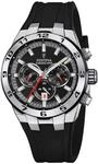 Festina Herren Uhr Analog mit Schwarzem Kautschukarmband - Quarzwerk - Chronograph -