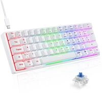 TECURS Gaming Tastatur, Mechanische Tastatur 60% TKL QWERTZ Blaue Schalter, Gamer