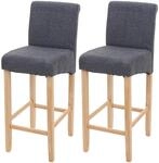Mendler 2er-Set Barhocker HWC-C33 - dunkelgrau, helle Beine, Textil