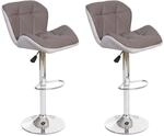 Mendler 2er-Set Barhocker HWC-A92 h&ouml;henverstellbar Kunstleder - Taupe-grau 