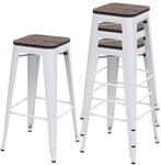 Mendler 4er-Set Barhocker HWC-A73 inkl. Holz-Sitzfl&auml;che, Barstuhl Tresenhocker,