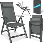 KESSER&reg; Gartenstuhl Hochlehner mit Armlehnen Aluminium Klappstuhl mit Kopfkissen &