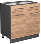 Vicco K&uuml;chenunterschrank Fame-Line, Goldkraft Eiche, 80 cm ohne Arbeitsplatte, zur