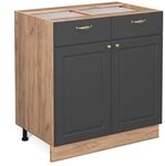 Vicco K&uuml;chenunterschrank Fame-Line, Anthrazit-Gold, 80 cm ohne Arbeitsplatte,...