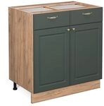 Vicco K&uuml;chenunterschrank Fame-Line, Gr&uuml;n-Gold Landhaus, 80 cm