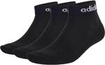 adidas Unisex Think Linear Ankle Socks 3 Pairs, Black/White, 43-45
