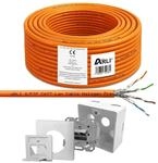 ARLI CAT 7 100m Verlegekabel Netzwerkkabel CAT.7 + 1x Cat6a Netzwerkdose Halogenfrei