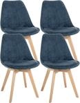 CLP 4er Set Esszimmerstuhl Linares Kunststoff I Stoff I Samt I Cord I...