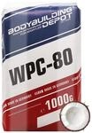 Bodybuilding Depot Whey Protein Pulver 1kg - Kokos | umweltfreundlich in Papier