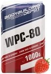 Bodybuilding Depot Whey Protein Pulver 1kg - Erdbeere | umweltfreundlich in Papier