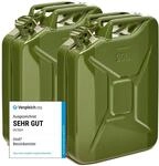 Oxid7&reg; by BW Benzinkanister Metall 2x 20 Liter - Kraftstoffkanister Olivgr&uuml;n RAL