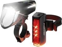Fischer Fahrrad LED-Akku Beleuchtungs-Set Twin Stop 100 Lux, mit Sensormodus,