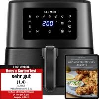 KLAMER Hei&szlig;luftfritteuse 5,5l XXL, &ouml;lfreie Friteuse, 1700W Airfryer mit
